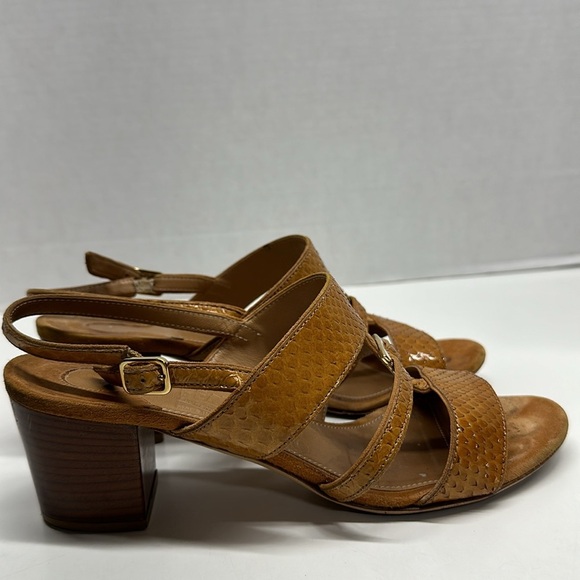 Ferragamo Sandals Shoes High Heel Open Toe Ankle Strap Cognac Brown Size 6 B - Picture 1 of 13